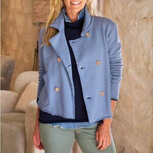 Frank & Eileen Mini Belfast Triple Fleece Cotton Peacoat Blueberry Blue Medium M